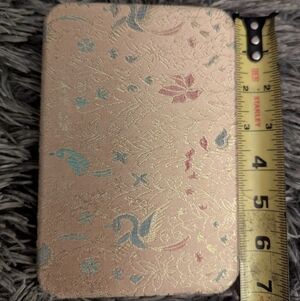Vintage Asian Brass Edge Silk Fabric Hinged Jewelry Case